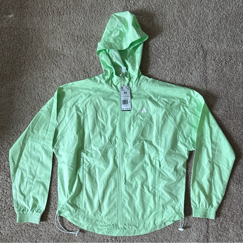 Adidas Entrenamiento Jacket Womens Size XS Semi Green Windbreaker IS8041 NWT
